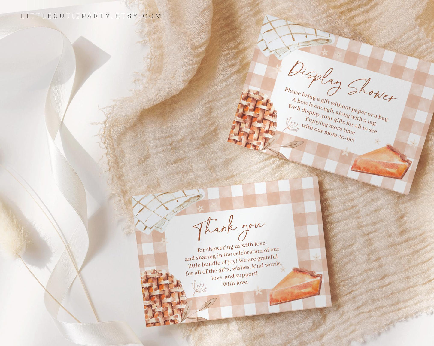 Editable Cutie Pie Baby Shower Thank you Card, Little Cutie Pie Baby Shower Display Card for Thanksgiving Baby Shower Decor CTPBS001