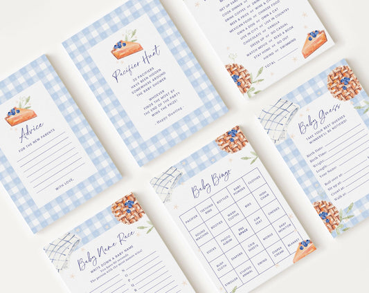 10 Editable Blue Cutie Pie Baby Shower Games Bundle, Blue Sweet Cutie Pie Baby Shower Bingo Games Bundle, Thanksgiving Shower Games CTPBS002