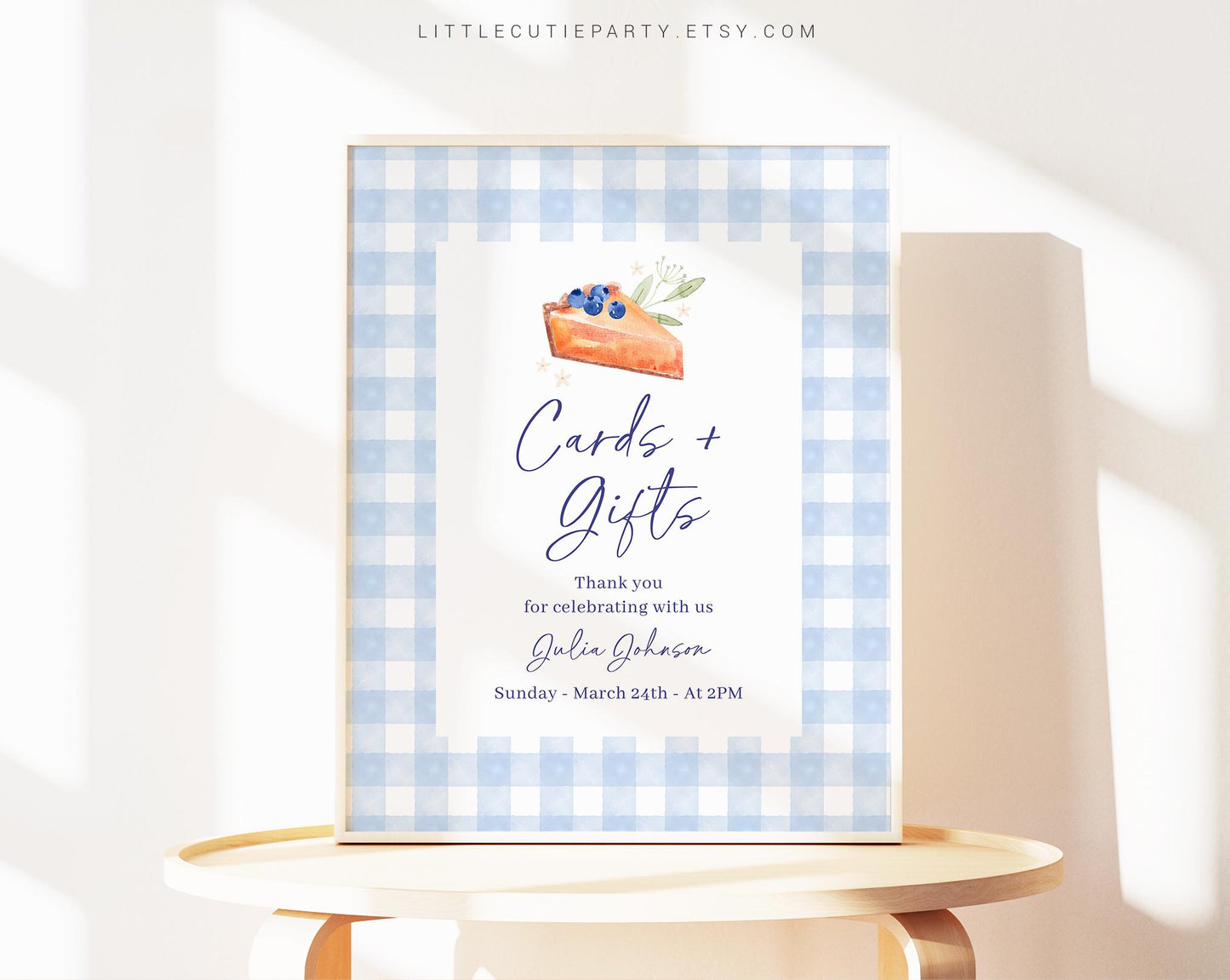 Editable Blue Cutie Pie Baby Shower Sign, Little Cutie Pie Custom Sign Template for Fall Baby Shower with Thanksgiving Theme CTPBS002