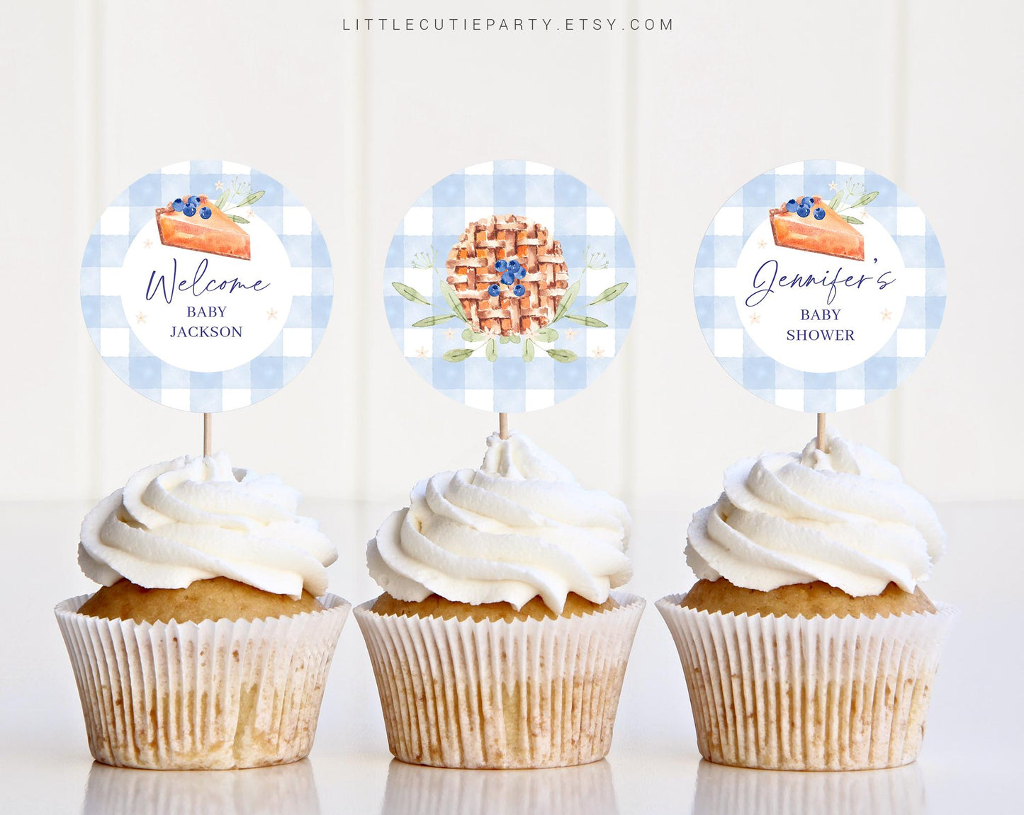 Editable Blue Cutie Pie Cake Topper, Cutie Pie Baby Shower Boy Cupcake Toppers, Baby Shower Cake Topper, Cake Topper Decorations CTPBS002