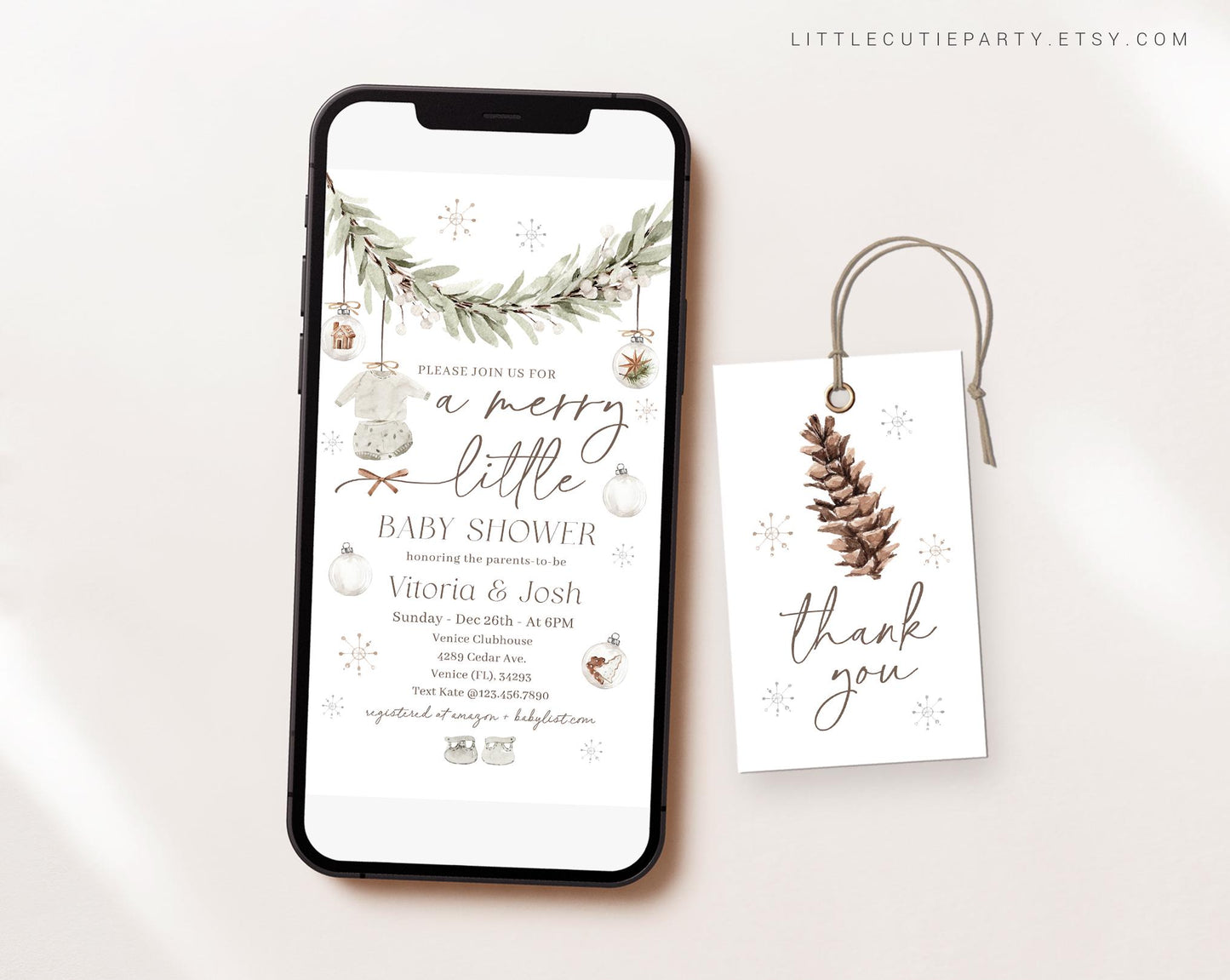Editable A Merry Little Baby Shower Invite, Cozy Winter Baby Shower Invite, Baby Shower Digital Invitation Evite for Baby Christmas MRYBS002