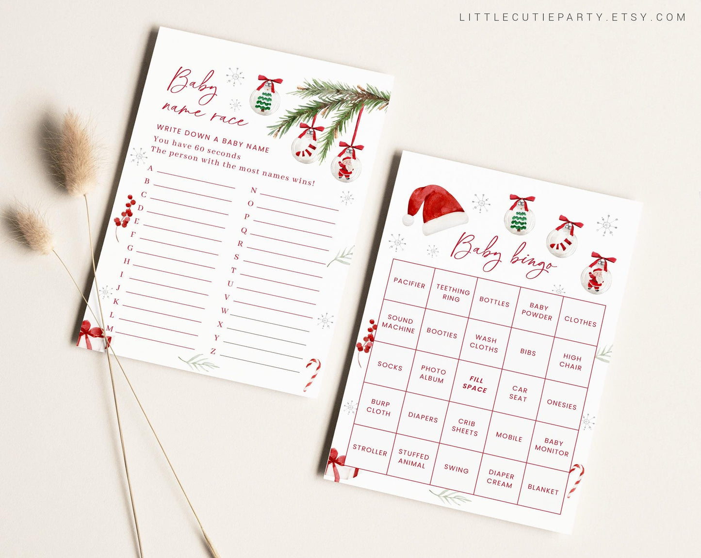 10 Editable Christmas Baby Shower Game Bundle, Santa Baby Shower Games Bundle, Christmas Winter Baby Shower Party Games SNTBS002