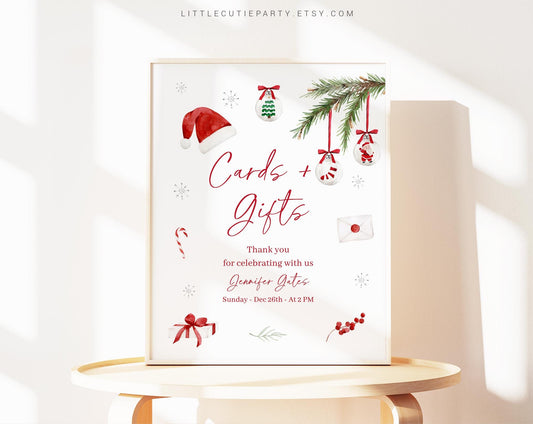 Editable Santa Baby Shower Sign, Christmas Custom Sign Template for Baby Shower Party with Winter Baby Shower Theme SNTBS002