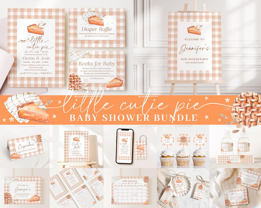 Editable Cutie Pie Baby Shower Bundle, Little Cutie Pie Baby Shower Invitation Bundle with Games Bundle and Baby Shower Decorations CTPBS001