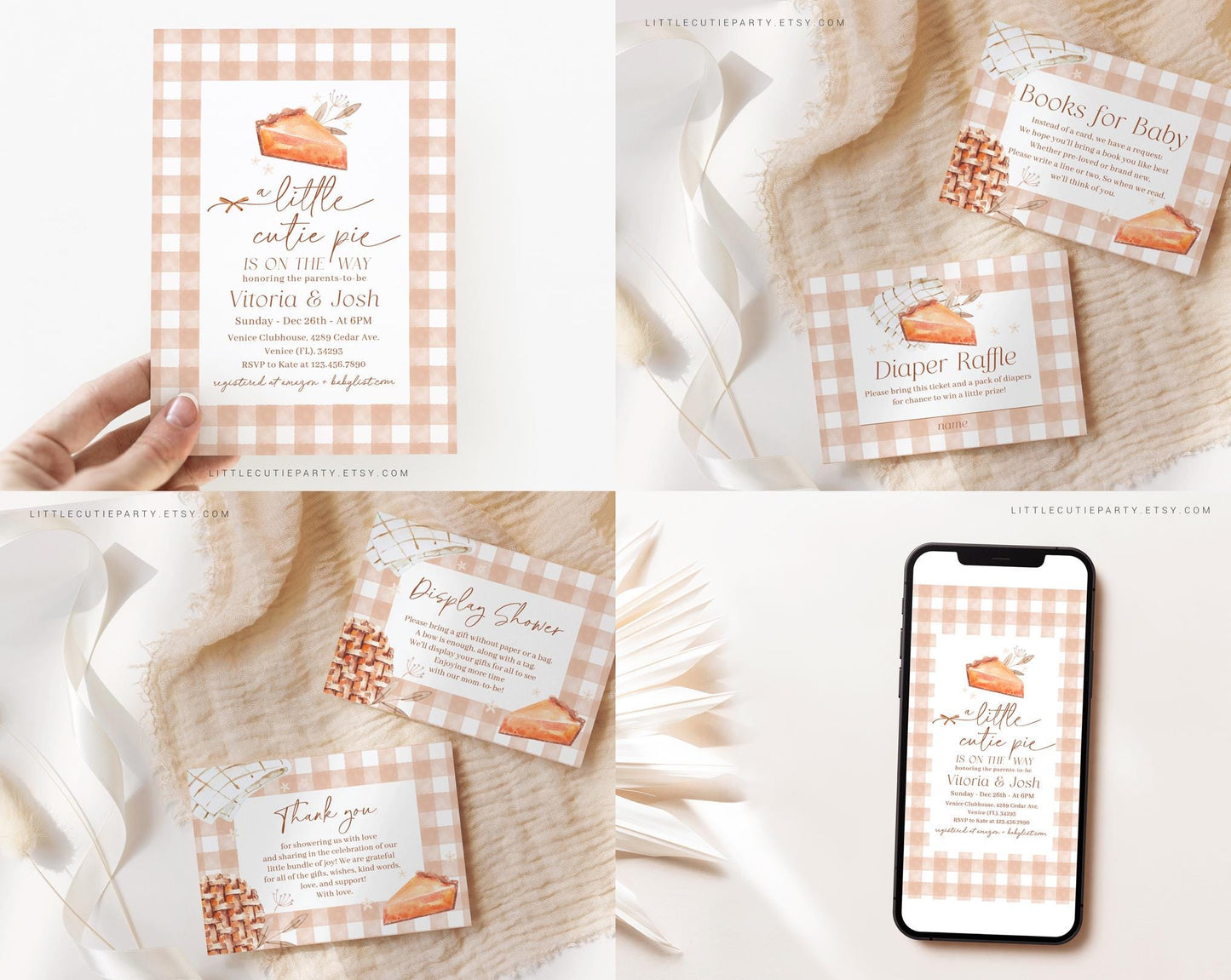 Editable Cutie Pie Baby Shower Bundle, Little Cutie Pie Baby Shower Invitation Bundle with Games Bundle and Baby Shower Decorations CTPBS001
