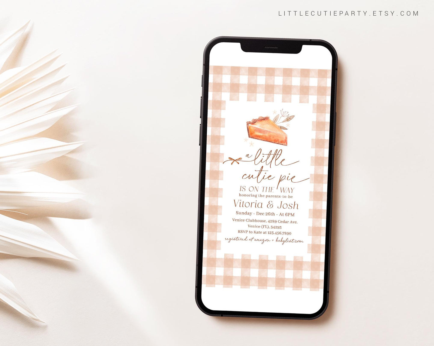 Editable Cutie Pie Digital Invite, Cutie Pie Baby Shower Invite, Cutie Pie is On the Way Baby Shower Digital Invitation Evite CTPBS001