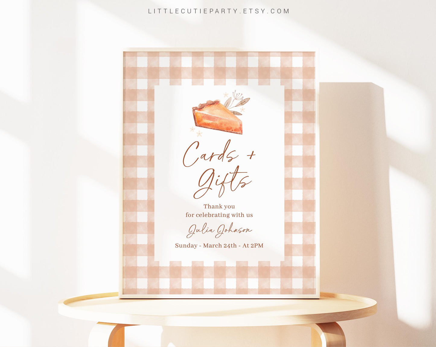 Editable Cutie Pie Baby Shower Sign, Little Cutie Pie Custom Sign Template for Baby Shower Party with Thanksgiving Theme CTPBS001