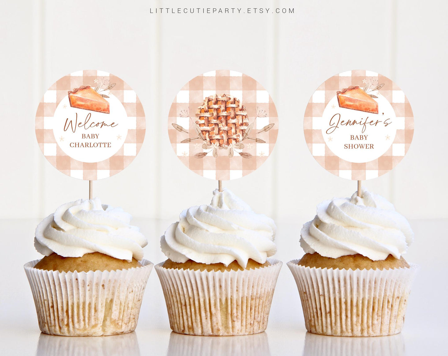 Editable Little Cutie Pie Cake Topper, Cutie Pie Baby Shower Cupcake Toppers, Baby Shower Cake Topper, Cake Topper Decorations CTPBS001