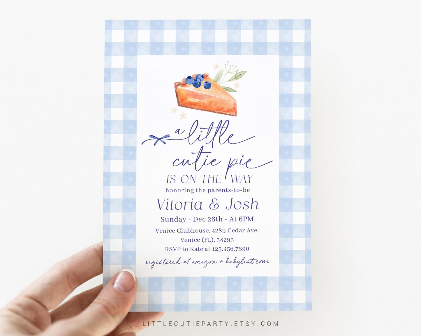 Editable Blue Cutie Pie Baby Shower Invitation, Fall theme Baby Shower Boy Invitation with Diaper Raffle, Books for Baby and Tag CTPBS002