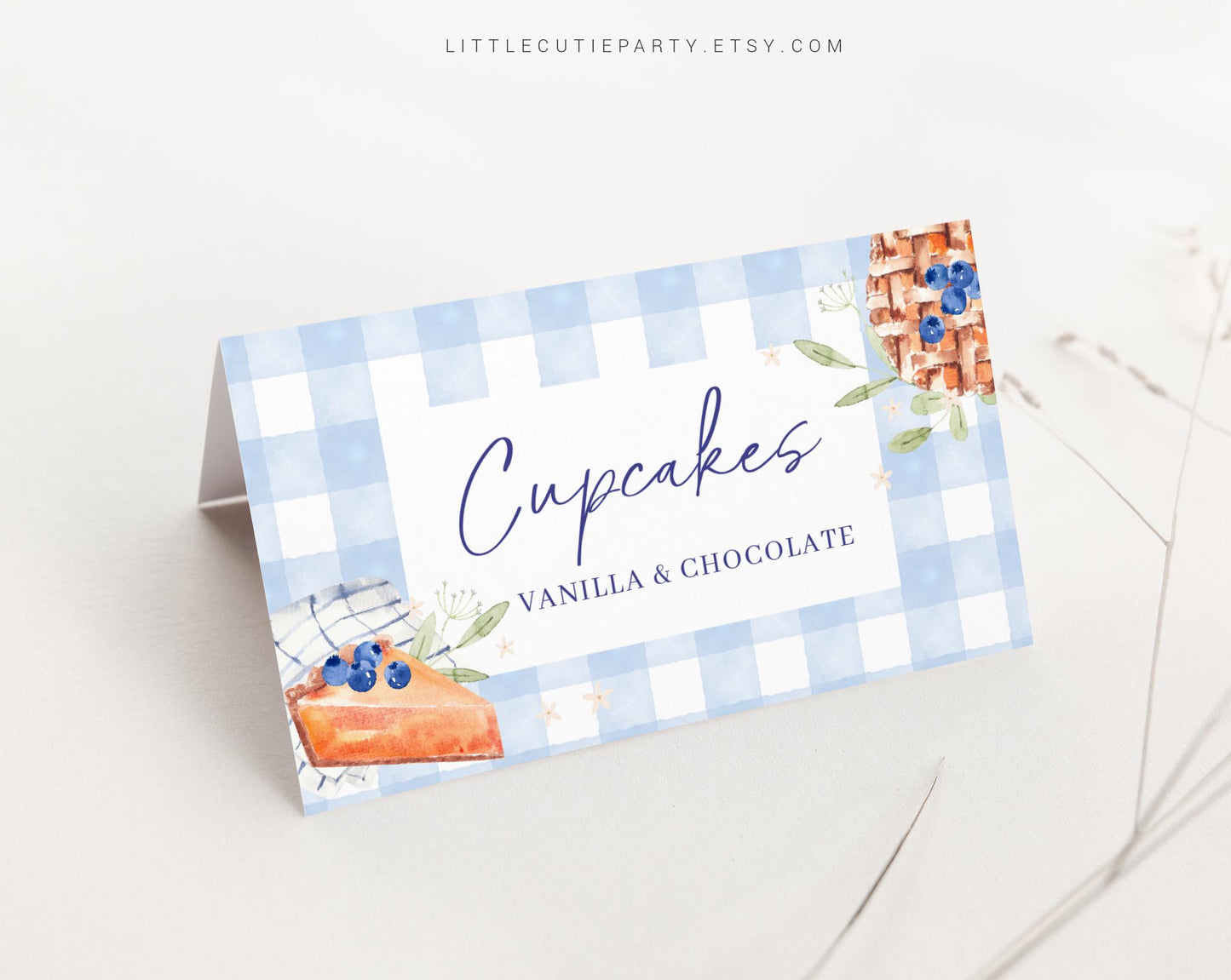 Editable Blue Cutie Pie Food Labels, Food Tent cards, Folded Food Cards for Cutie Pie Boy Baby Shower Decorations Theme CTPBS002