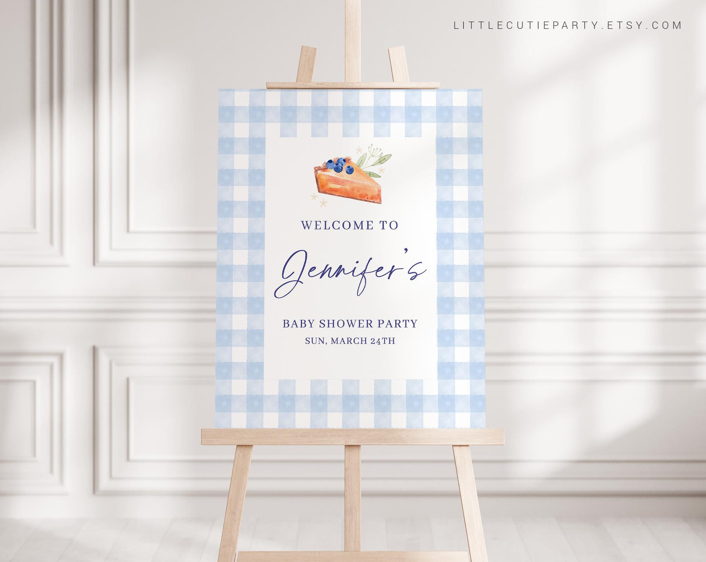 Editable Cutie Pie Boy Welcome Sign, Fall Baby Shower Welcome Board, Sign, Blueberry Pie Thanksgiving Welcome Template CTPBS002