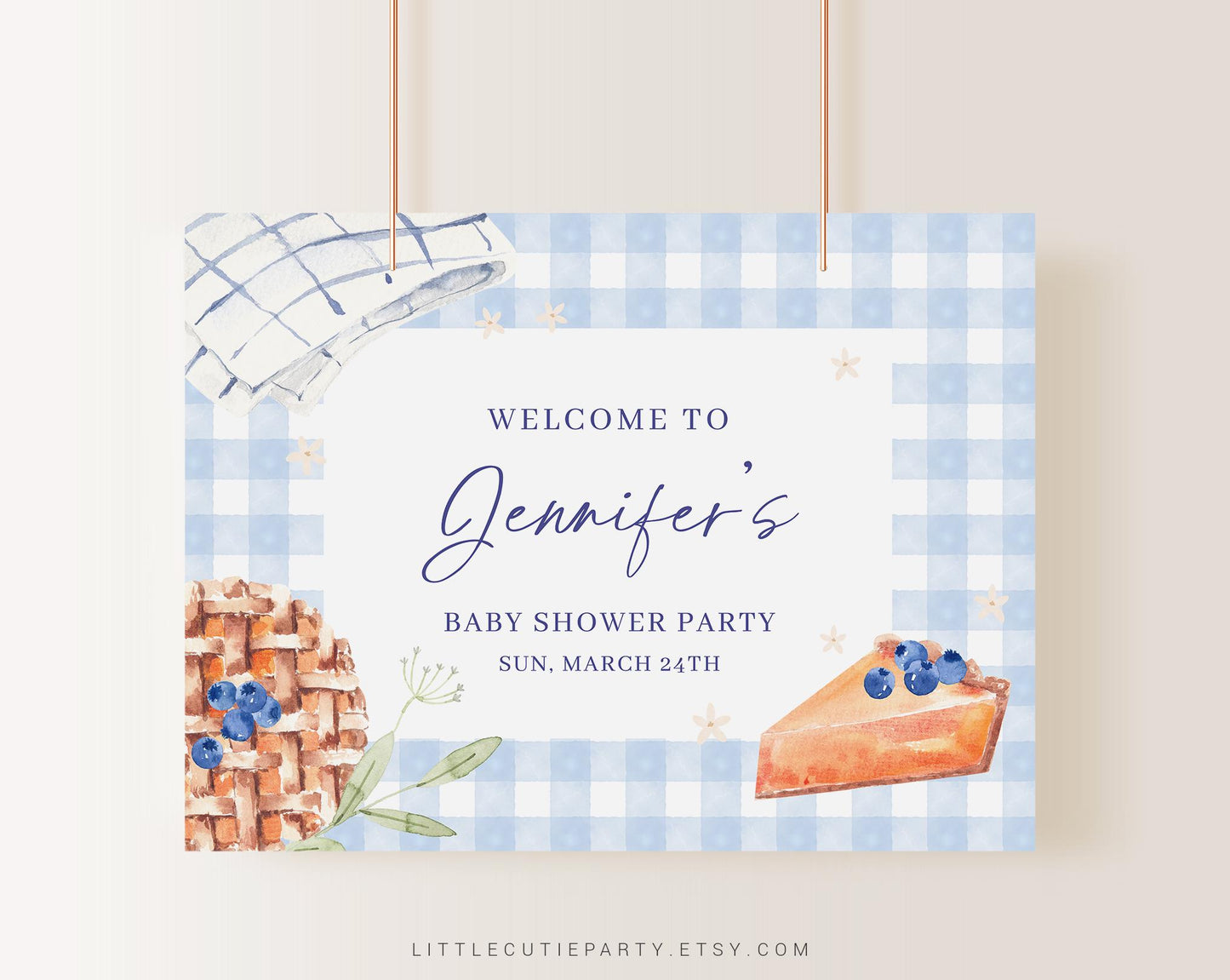 Editable Blue Cutie Pie Baby Shower Banner, Cutie Pie Baby Shower Backdrop, Shower Sign for Baby Boy Thanksgiving Welcome Sign CTPBS002