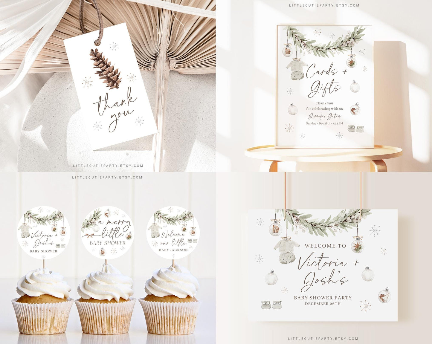 Editable A Merry Little Baby Shower Invitation Bundle, Retro Christmas Baby Shower Bundle Set with Games Bundle and Shower Decor MRYBS002