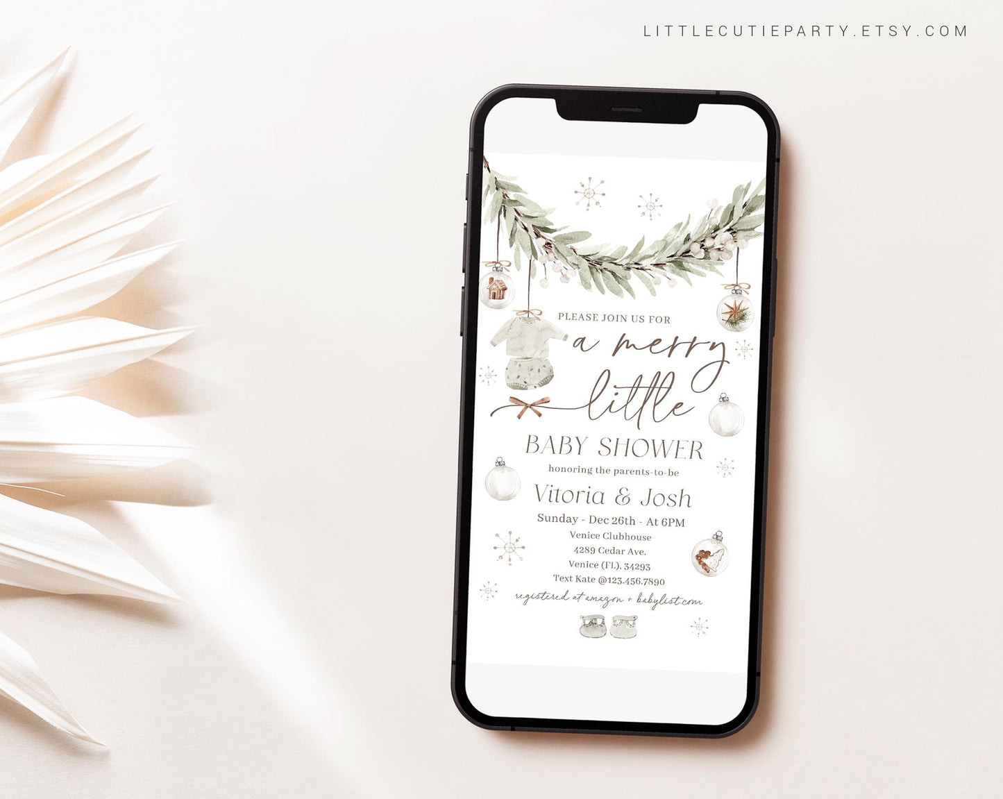 Editable A Merry Little Baby Shower Invite, Cozy Winter Baby Shower Invite, Baby Shower Digital Invitation Evite for Baby Christmas MRYBS002