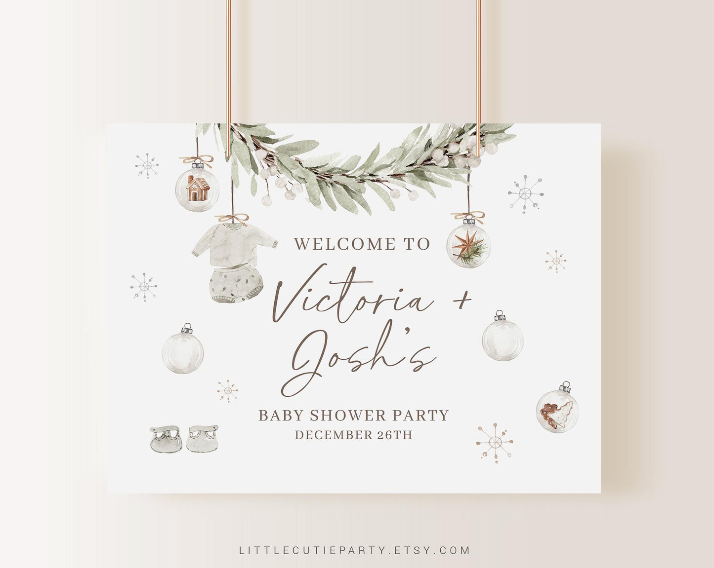 Editable A Merry Little Baby Shower Backdrop, Cozy Winter Baby Shower Banner, Shower Sign for Baby Christmas Banner Welcome Sign MRYBS002