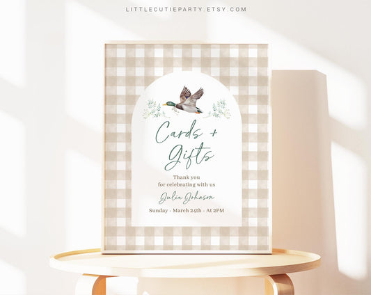 Editable Mallard Baby Shower Sign, Mallard Duck Custom Sign Template for Baby Shower with Mallard Theme MALBS002