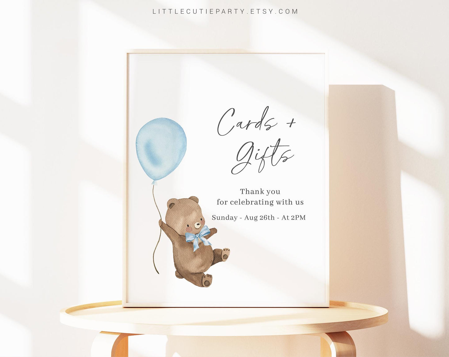 Editable Bearly Wait Boy Baby Shower Sign Template for Baby Shower Party, Bearly Wait Blue Baby Shower Decor BRWBS002