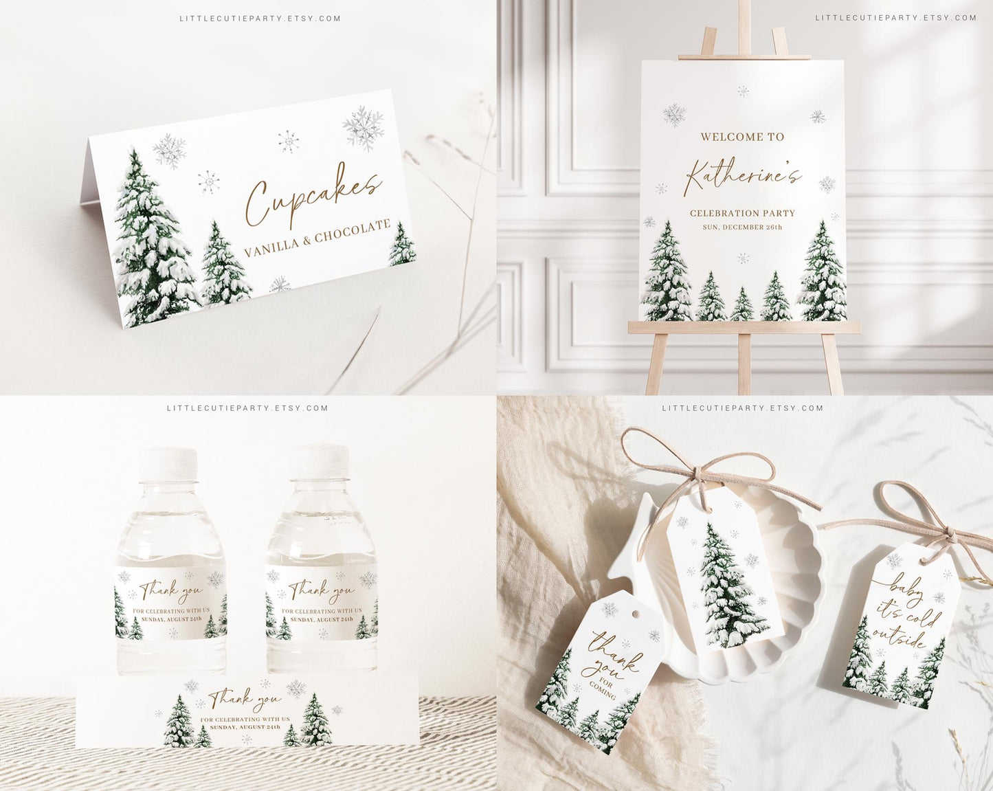 Editable Winter Onederland Birthday Invitation Bundle, Winter Birthday Invitation, Winter 1st Birthday Bundle with Decorations WIOBD001
