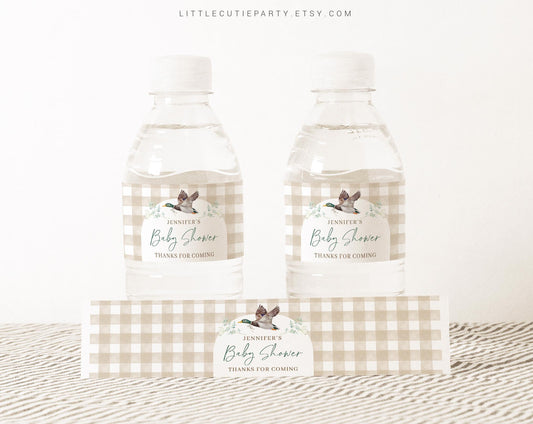 Editable Mallard Baby Shower Decorations Baby Shower Water Bottle Labels, Bottle Label for Mallard Baby Shower Decorations MALBS002