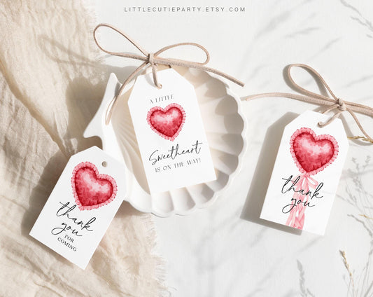 Editable Valentines Baby Shower Favor, Thank You Favor Tag, Thank you Tags, Little Sweetheart Baby Shower Decorations SWHBS002