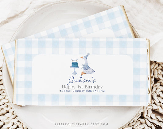 Editable One Silly Goose Birthday Chocolate Bar Wrapper, Boy Goose First Birthday Candy Bar Wrapper, Silly Goose Birthday Decor GOSBD002