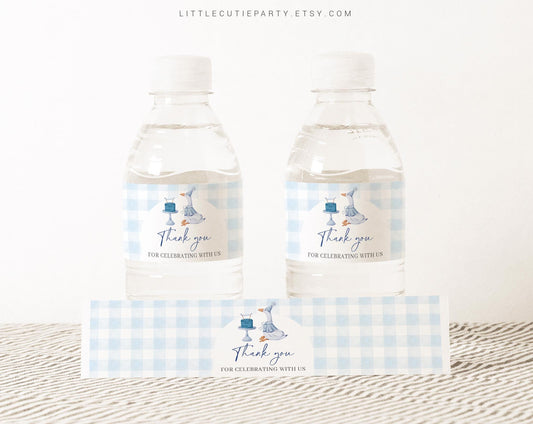 Editable Goose Boy Baby Shower Decorations, Baby Shower Water Bottle Labels, Bottle Label for One Silly Goose Birthday Boy Decor GOSBD002