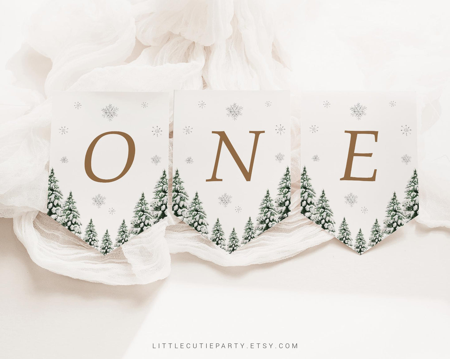 Editable Winter Onederland Birthday High Chair Banner, ONE Banner, Highchair Garland, Winter First Birthday Decorations WIOBD001
