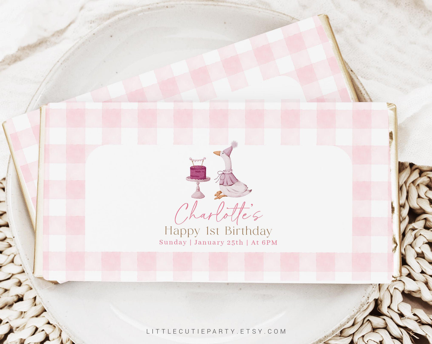 Editable One Silly Goose Birthday Chocolate Bar Wrapper, Girl Goose First Birthday Candy Bar Wrapper, Silly Goose Birthday Decor GOSBD001