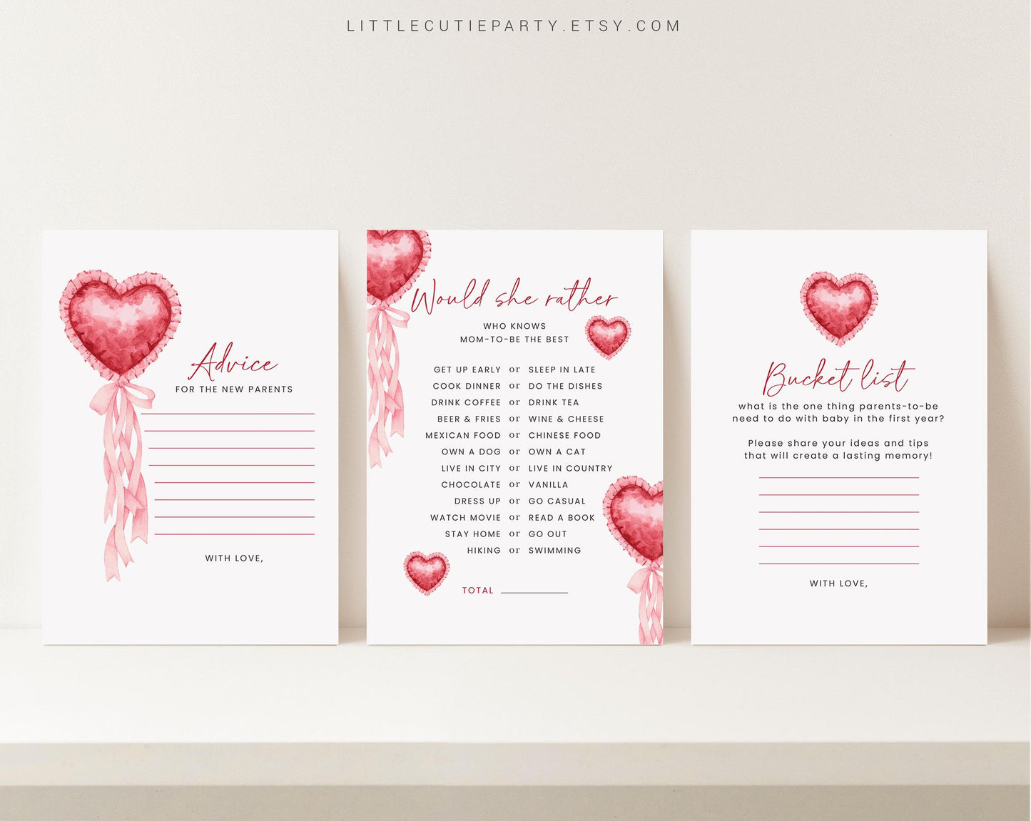 10 Editable Little Sweetheart Baby Shower Games Bundle, Valentines Baby Shower Bingo Games Bundle, Heart Baby Shower Party Games SWHBS002