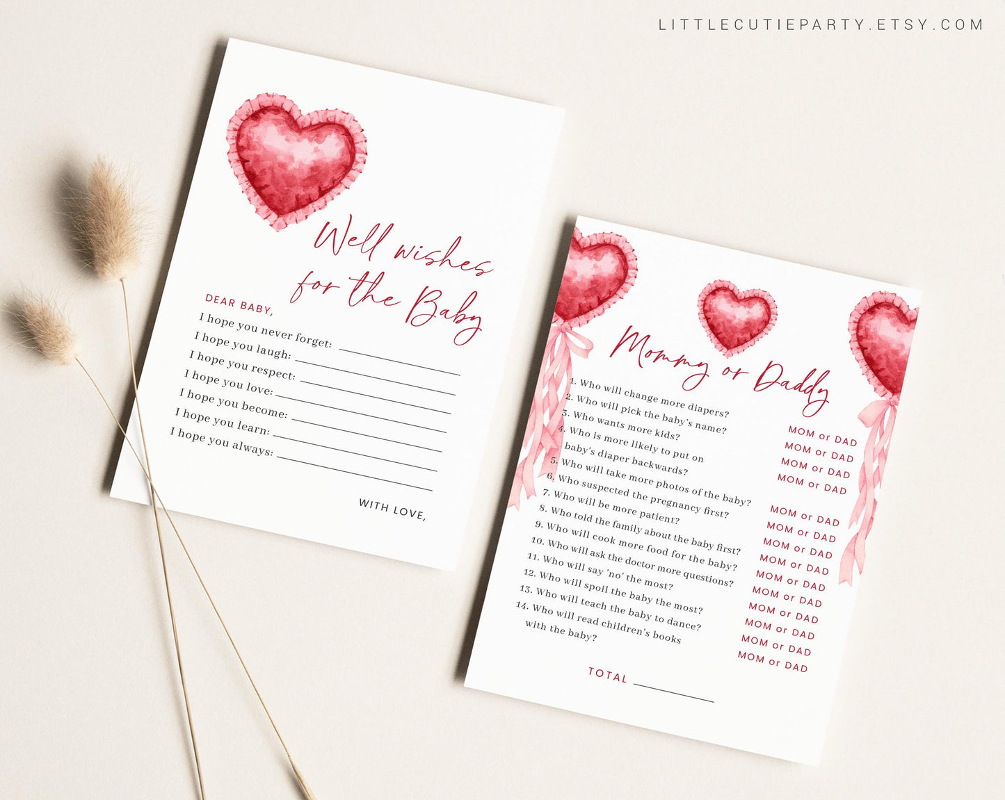 10 Editable Little Sweetheart Baby Shower Games Bundle, Valentines Baby Shower Bingo Games Bundle, Heart Baby Shower Party Games SWHBS002