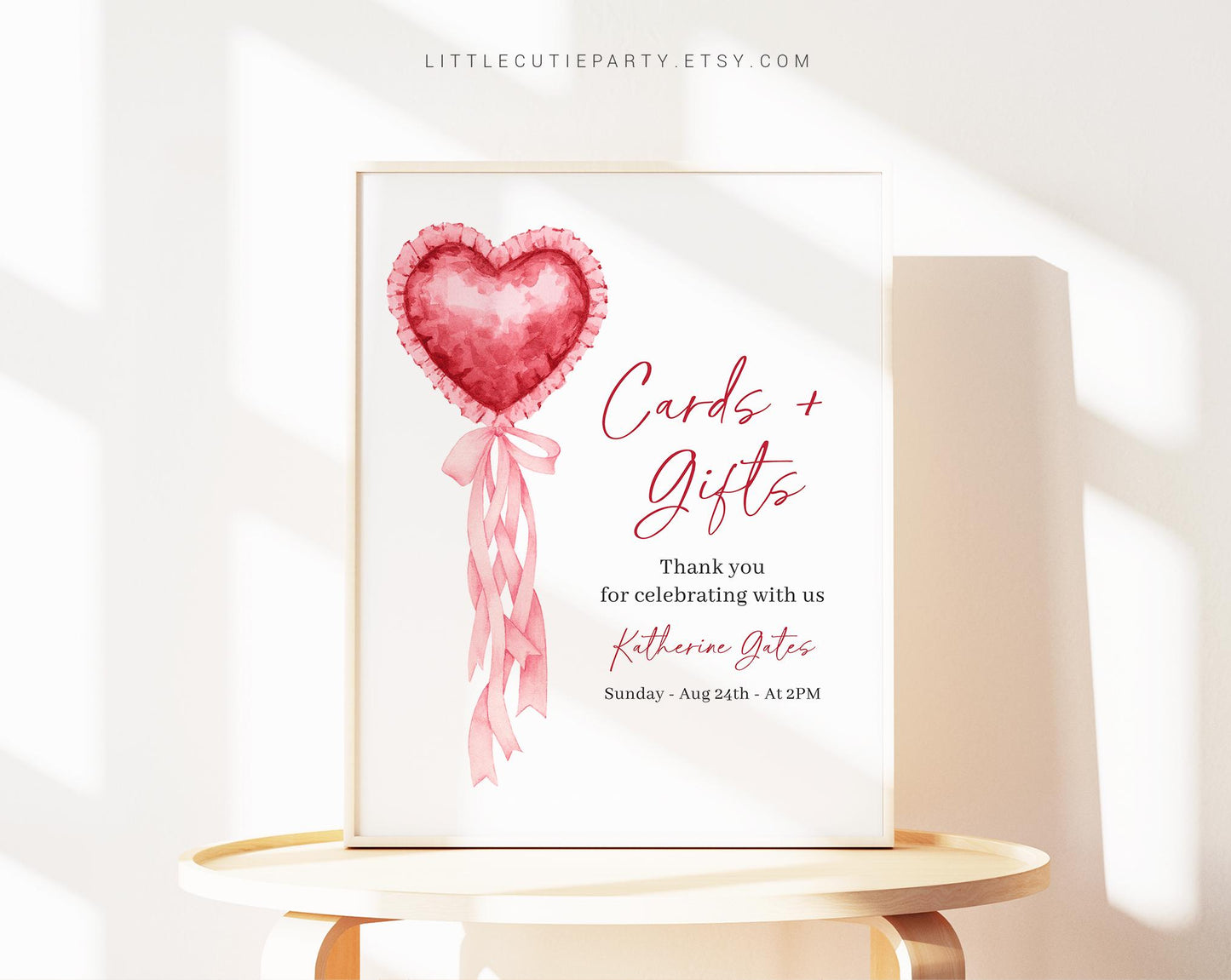 Editable Valentines Baby Shower Sign, Little Sweetheart Custom Sign Template for Baby Shower with Heart Theme SWHBS002