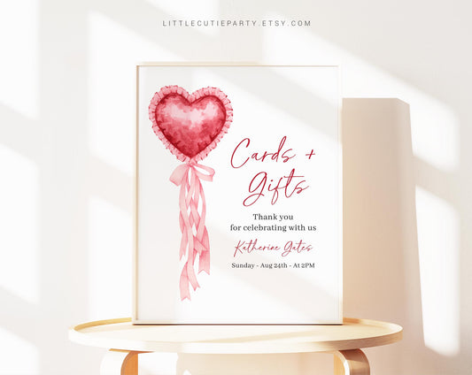 Editable Valentines Baby Shower Sign, Little Sweetheart Custom Sign Template for Baby Shower with Heart Theme SWHBS002