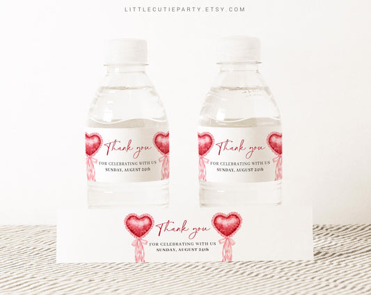Editable Valentines Baby Shower Decorations Baby Shower Water Bottle Labels, Bottle Label for Little Sweetheart Baby Shower Decor SWHBS002