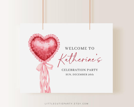 Editable Little Sweetheart Baby Shower Banner, Valentines Baby Shower Backdrop, Shower Sign for Heart Baby Shower Decorations SWHBS002