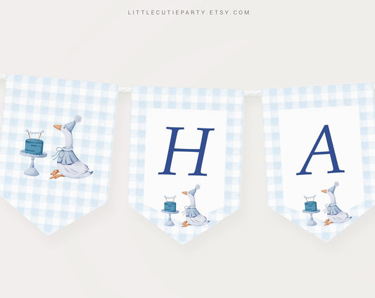 Editable One Silly Goose Birthday Boy Banners, Goose Baby Boy Banner, Happy Birthday, Silly Goose Birthday Decorations GOSBD002