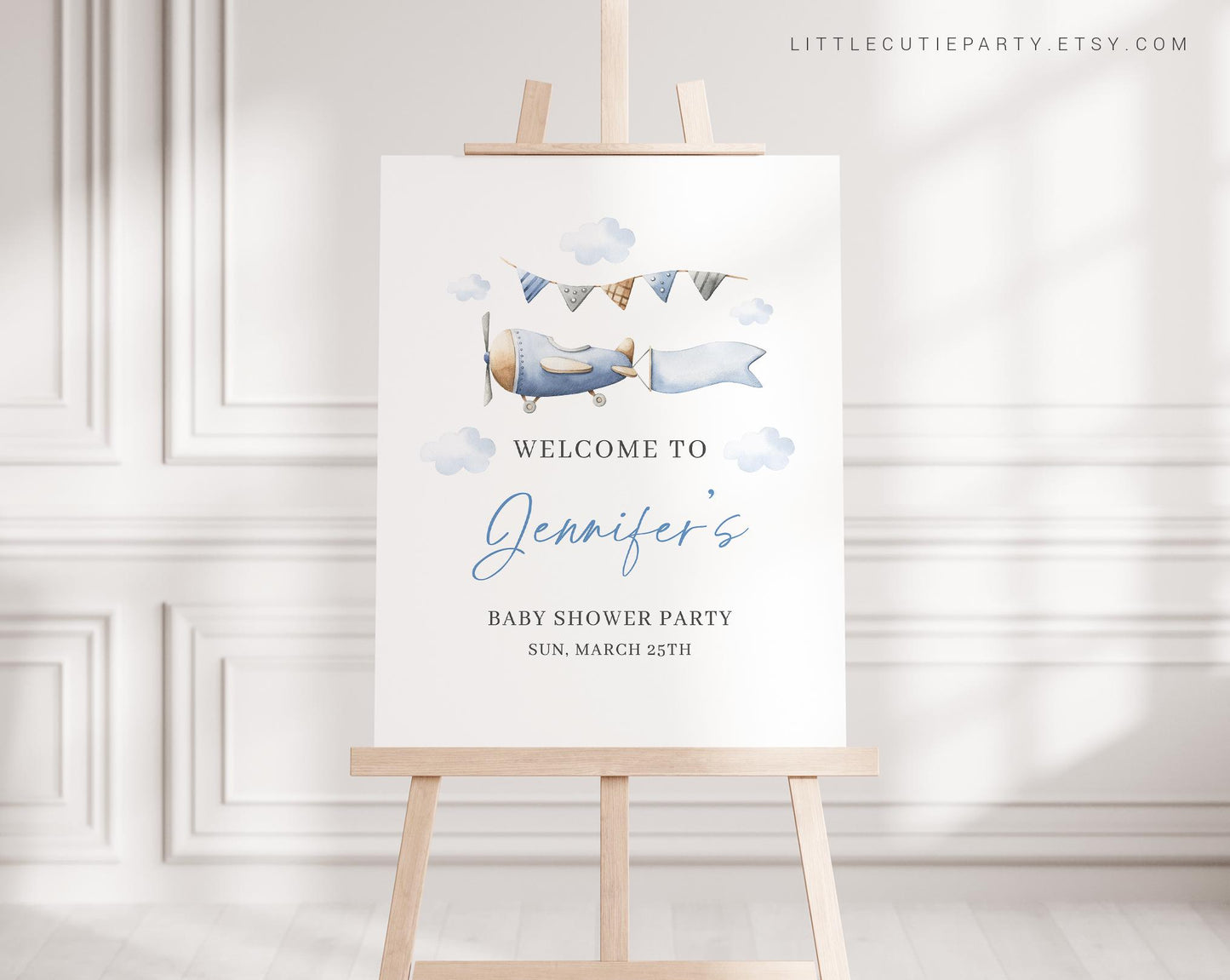 Editable Airplane Welcome Sign, Airplane Baby Shower Welcome Board, Sign, Airplane Travel Welcome Template APBS001