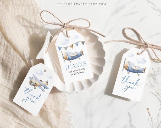 Editable Airplane Baby Shower Favor, Thank You Favor Tag, Thank you Tags, Pilot Baby Shower Decorations APBS001