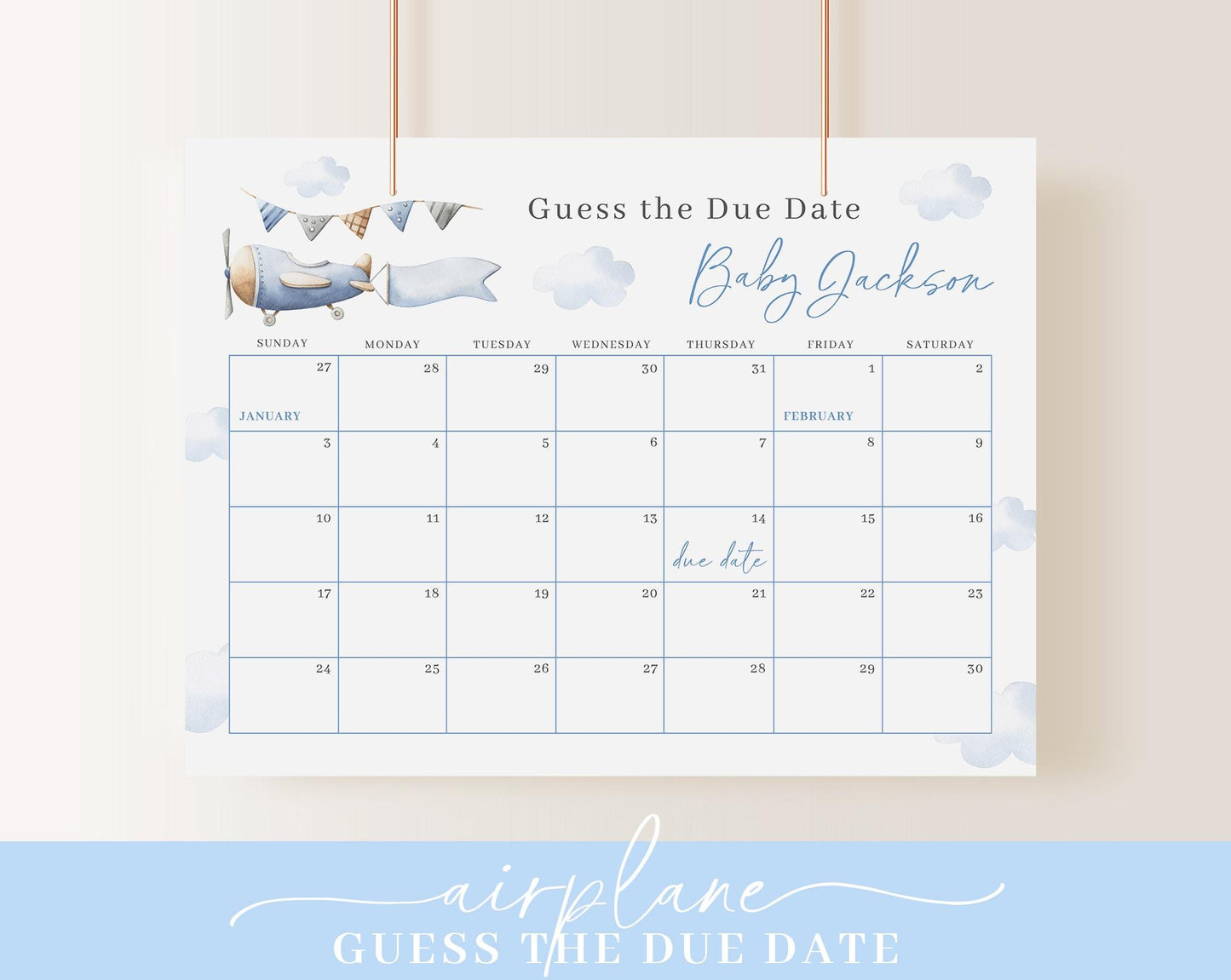 Editable Airplane Baby Shower Invitation Bundle, Airplane Baby Shower Bundle with Games and Baby Shower Decor APBS001