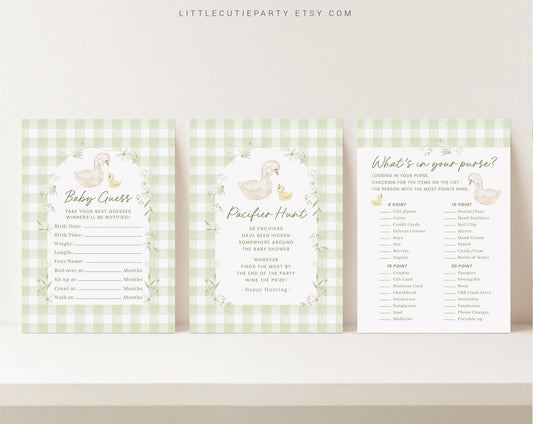 10 Editable Mother Goose Baby Shower Games Bundle, Silly Goose Baby Shower Bingo Games Bundle, Geese Baby Shower Party Games SLGBS001