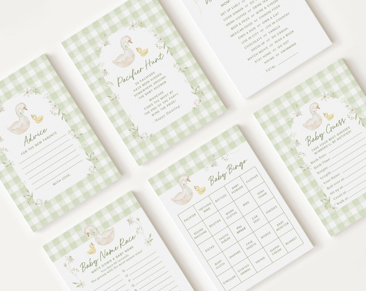 10 Editable Mother Goose Baby Shower Games Bundle, Silly Goose Baby Shower Bingo Games Bundle, Geese Baby Shower Party Games SLGBS001