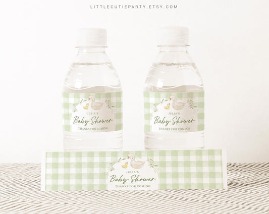 Editable Mother Goose Baby Shower Decorations Baby Shower Water Bottle Labels, Bottle Label for Silly Goose Baby Shower Decor SLGBS001