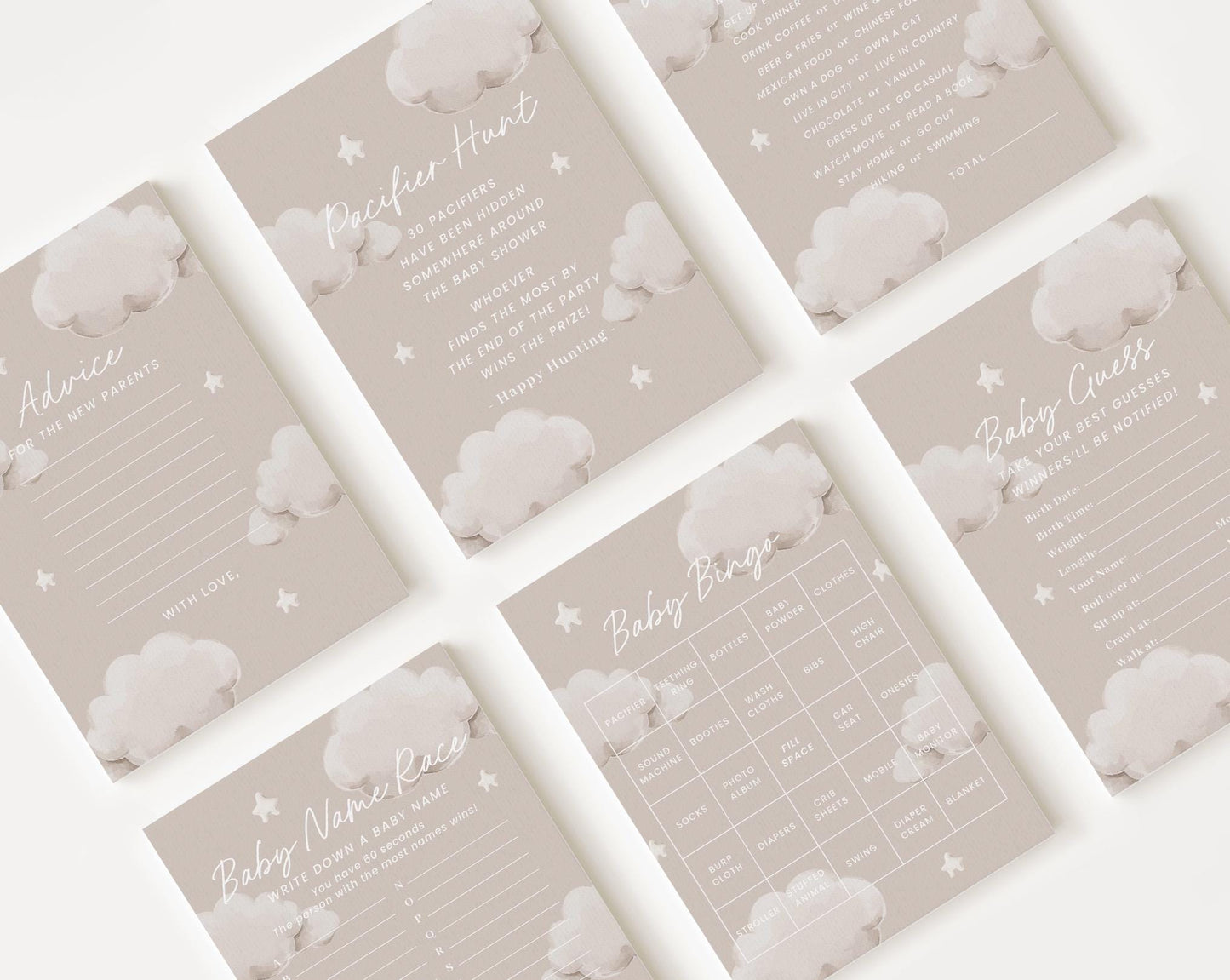 10 Editable Little Piece of Heaven Baby Shower Games Bundle, Heaven Sent Baby Shower Bingo Games Bundle, Cloud Baby Shower Games LPHBS001