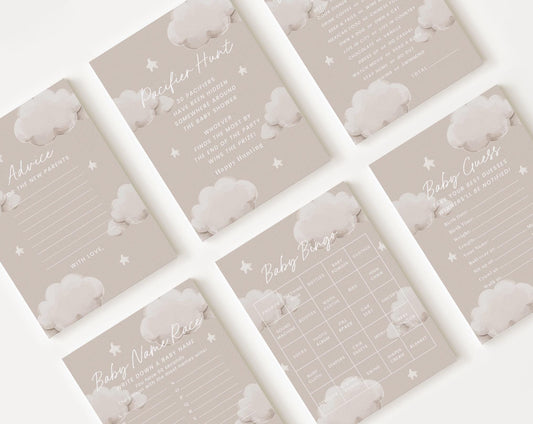10 Editable Little Piece of Heaven Baby Shower Games Bundle, Heaven Sent Baby Shower Bingo Games Bundle, Cloud Baby Shower Games LPHBS001