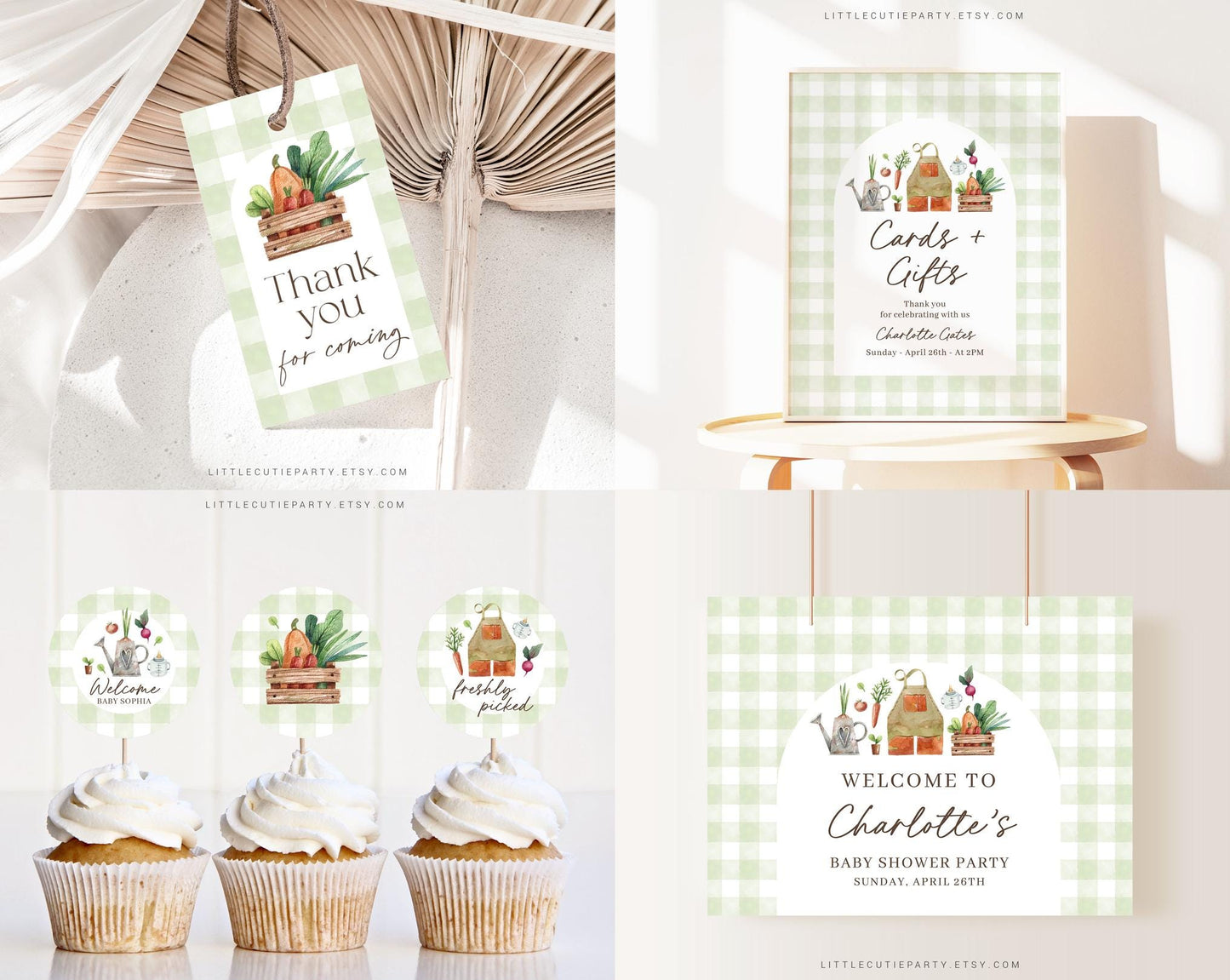 Editable Locally Grown Baby Shower Bundle, Farmers Market Baby Shower Invite Bundle with Locally Grown Baby Shower Games and Decor LCGBS001
