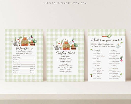 10 Editable Locally Grown Baby Shower Games Bundle, Farmers Market Baby Shower Games Bundle, Locally Grown Farmers Market Games LCGBS001