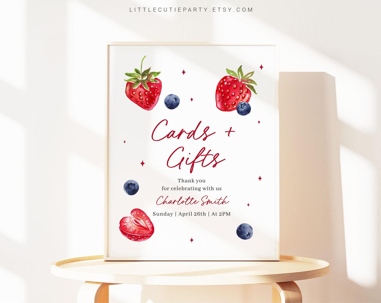 Editable Someone Berry Sweet Sign, Custom Sign Template for Baby Shower Party with Berry Sweet Baby Shower Decorations BRSBS002