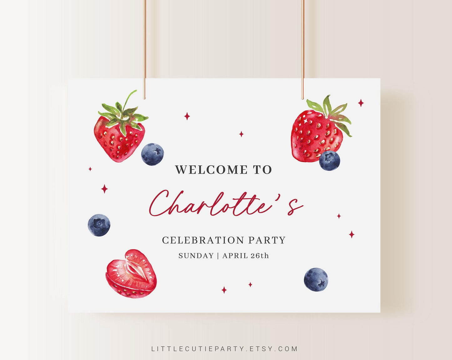 Editable Berry Sweet Baby Shower Banner, Someone Berry Sweet Shower Decorations, Backdrop for Berry Baby Shower Welcome Sign BRSBS002