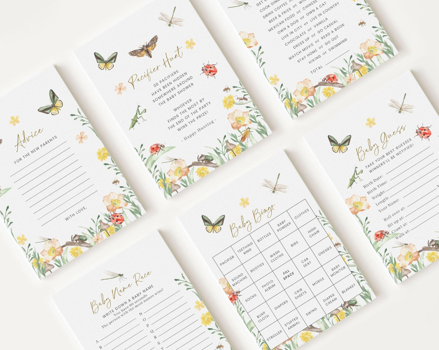 10 Editable Little Love Bug Baby Shower Games Bundle, Little Love Bug On the Way Baby Shower Games, Lovebug Baby Shower Games LVBBS001