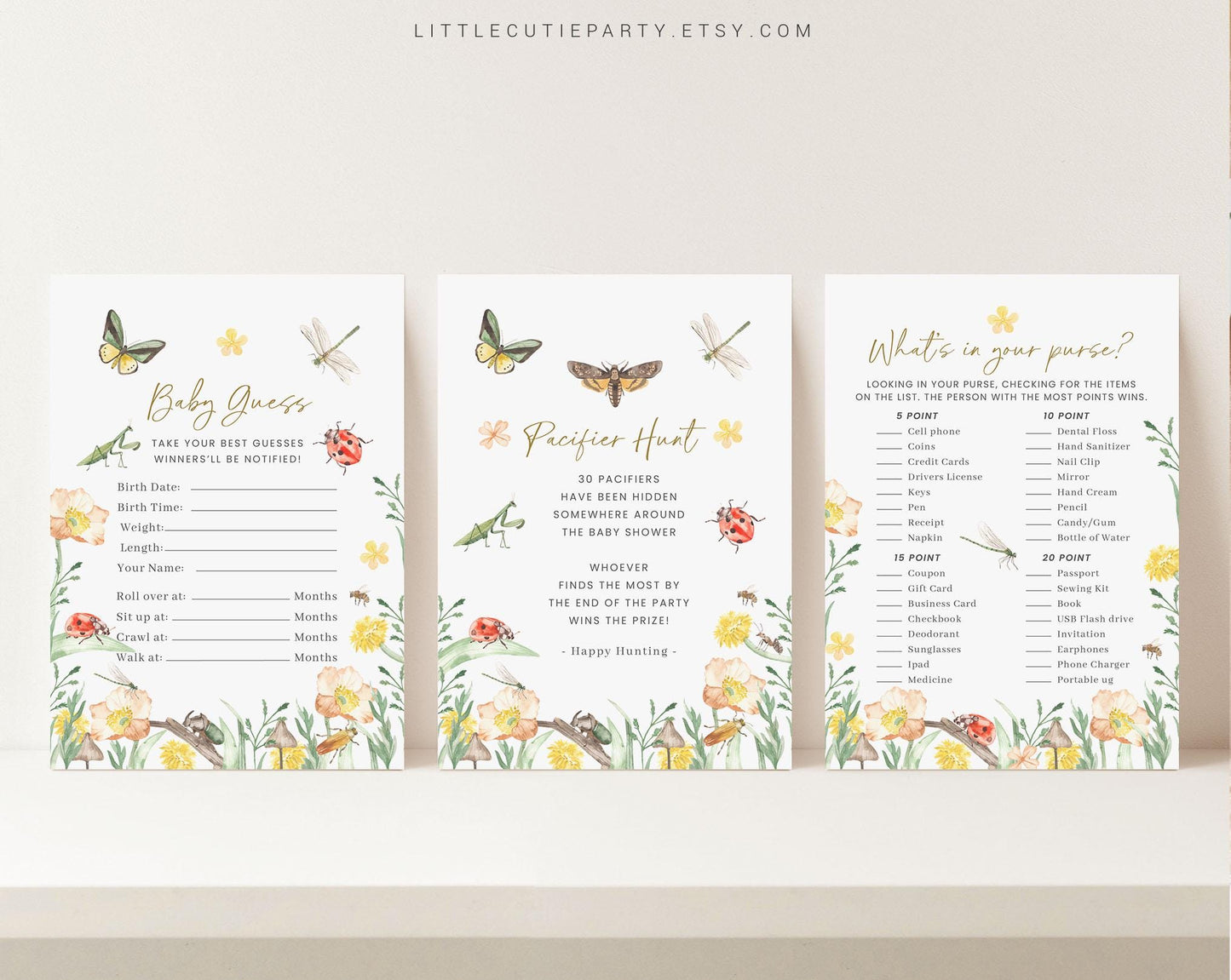 10 Editable Little Love Bug Baby Shower Games Bundle, Little Love Bug On the Way Baby Shower Games, Lovebug Baby Shower Games LVBBS001