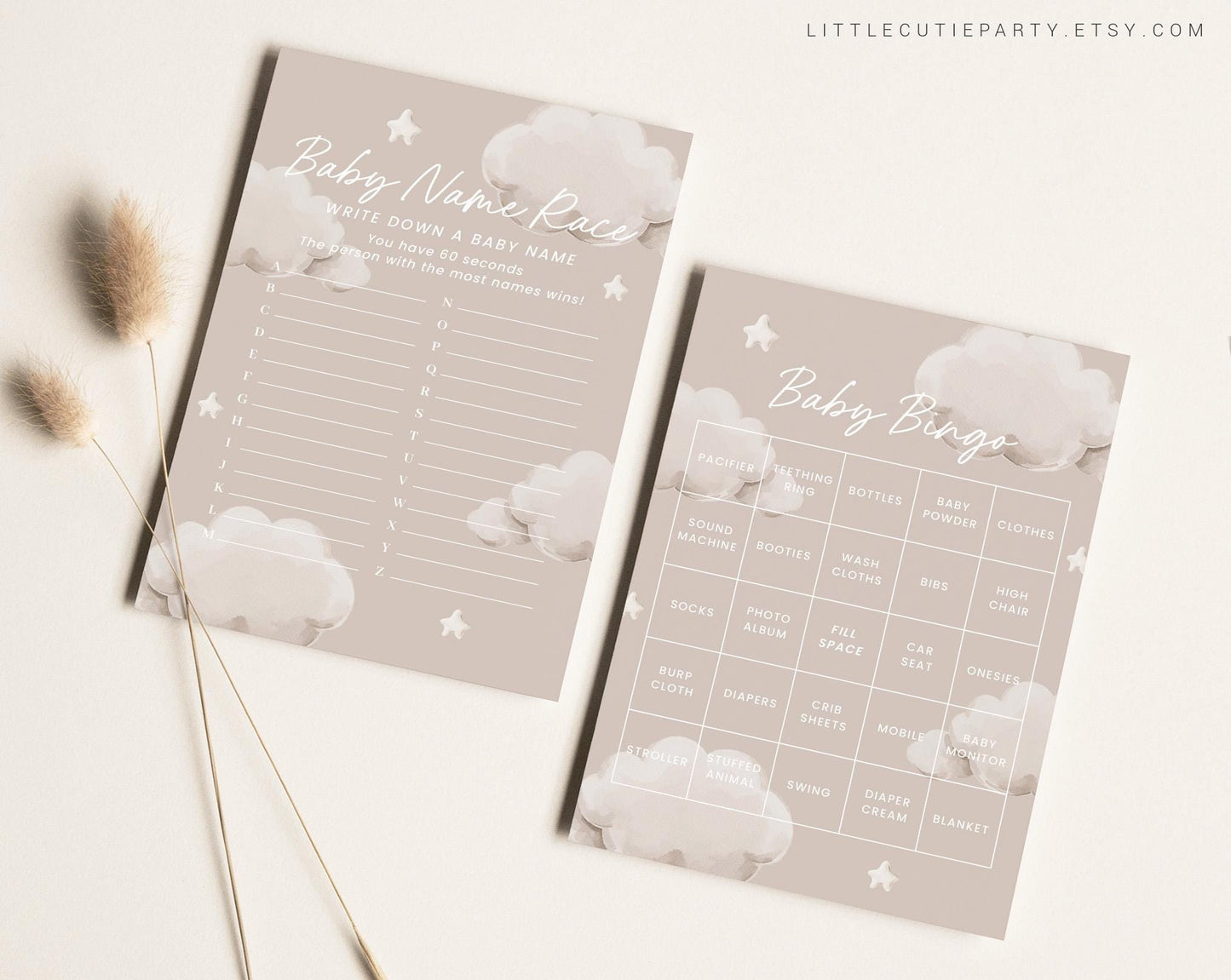 10 Editable Little Piece of Heaven Baby Shower Games Bundle, Heaven Sent Baby Shower Bingo Games Bundle, Cloud Baby Shower Games LPHBS001